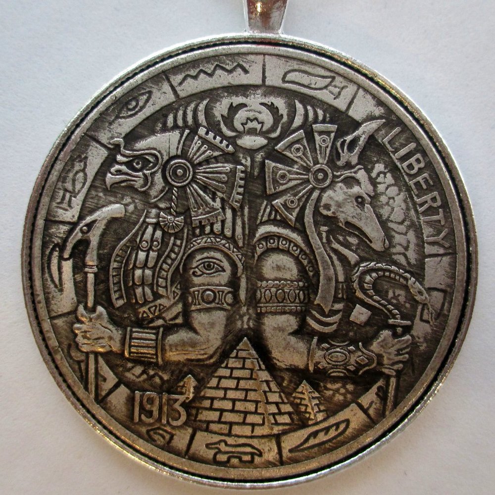 Anubis & Horus Egyptian Pyramid Memento Mori Coin/Pendant-Fantasy Coin!, NECKLAC